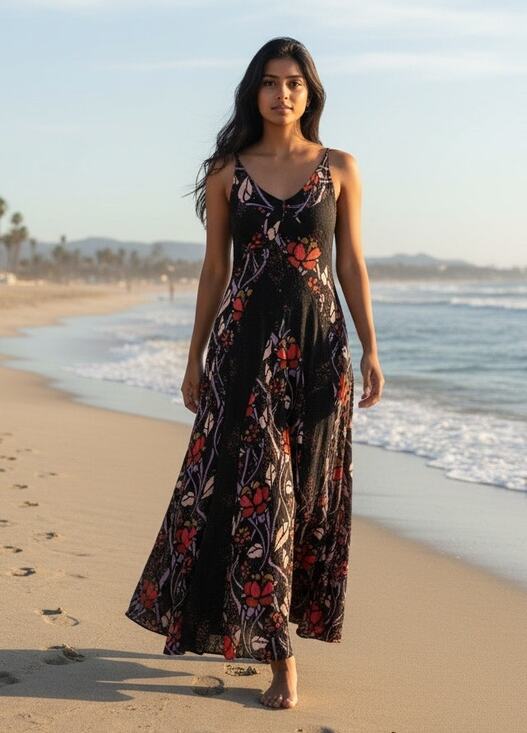 Free People Dresses & Skirts - Free People Floral Smocked Maxi Dress XS Black Pink Purple Boho Stretch